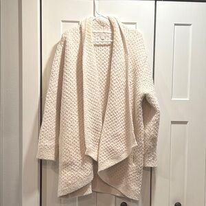 Barefoot Dreams Cream Cardigan Sweater with Waterfall Collar